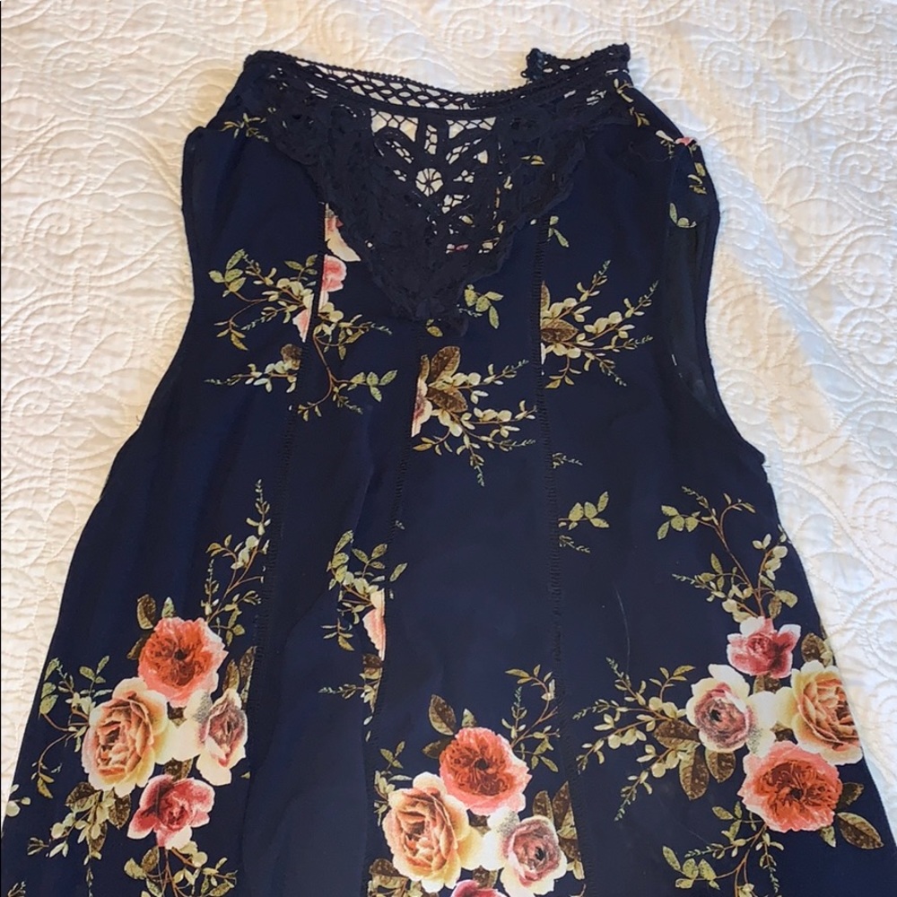 Blue floral high neck dress